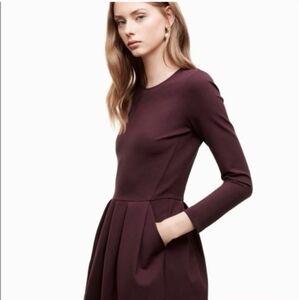 ARITZIA‎ SUNDAY BEST Maroon Fit & Flare Pocket Skater Dress Size 6